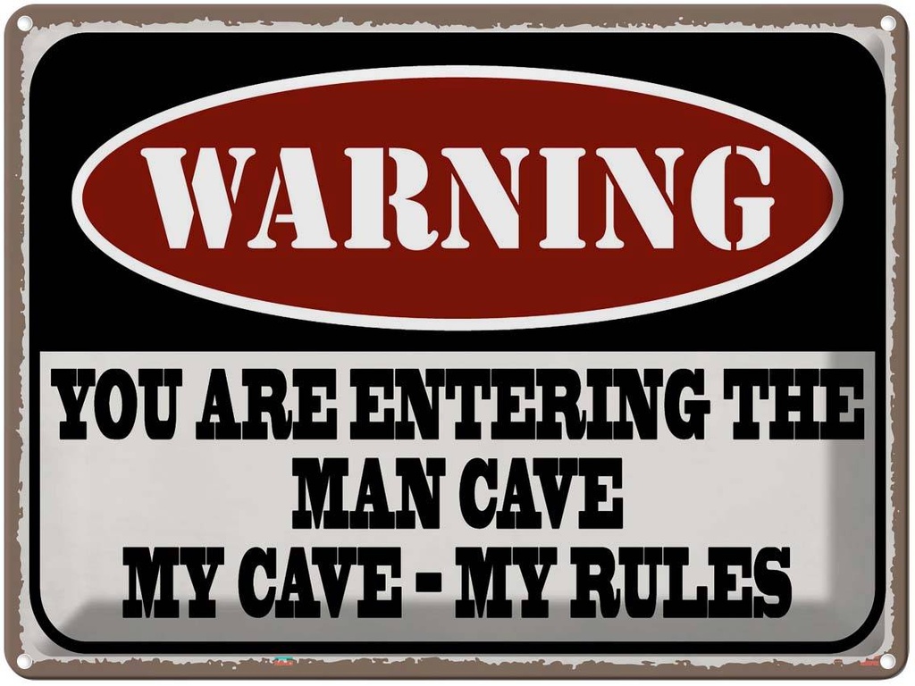 Blechschild 30x40 cm Warning you entering man cave Warnschild Hinweisschild Sicherheit Vorsicht