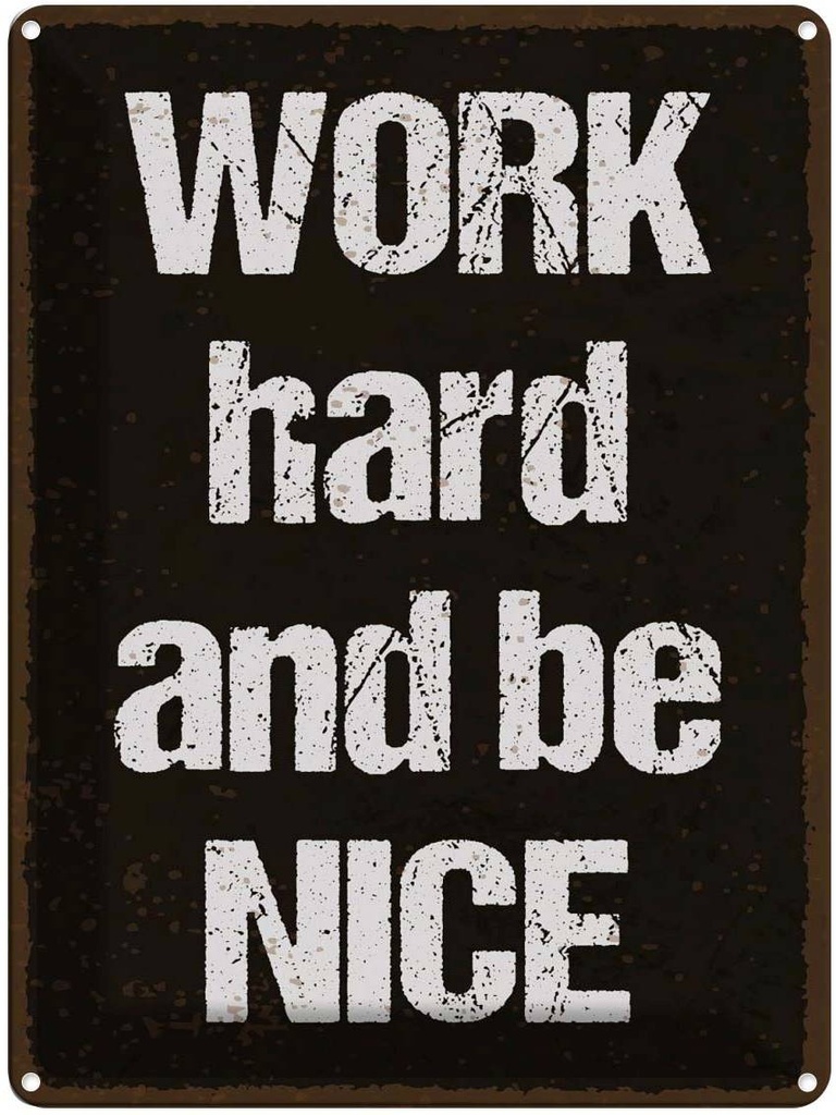 Blechschild 40x30 cm Work hard and be nice Spruch Zitat