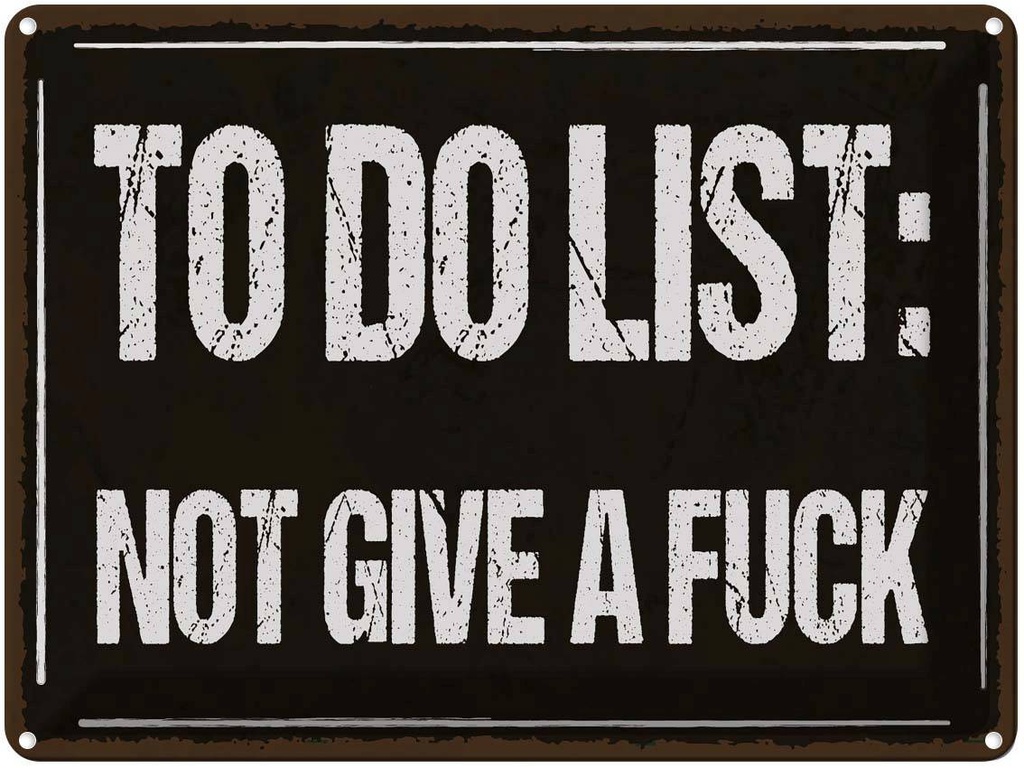 Blechschild 30x40 cm to do list: not give a fuck Dekoration