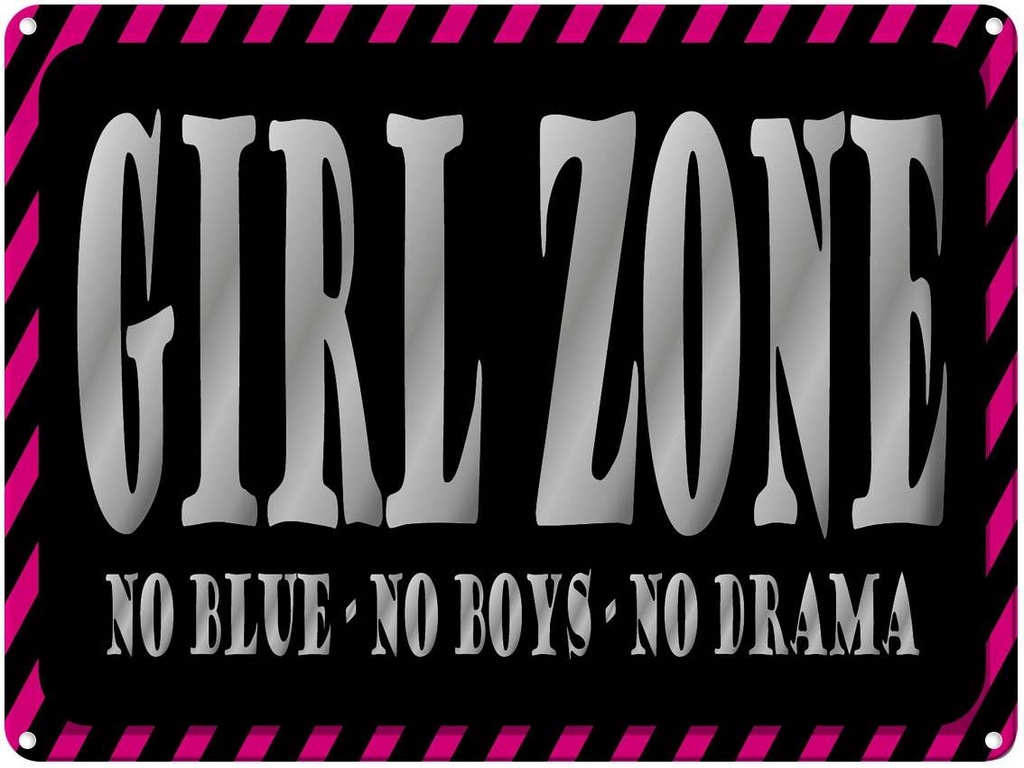 Blechschild 30x40 cm Girl Zone Zitat no blue boys Männer Frauen Spruch