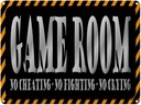 Blechschild 30x40 cm Game Room no cheating crying Warnschild Hinweisschild Sicherheit Vorsicht