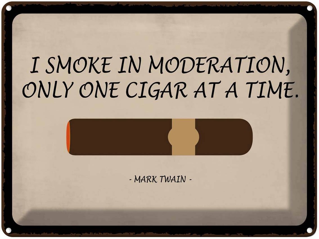 Blechschild 30x40 cm i smoke in moderation only cigar Spruch Zitat