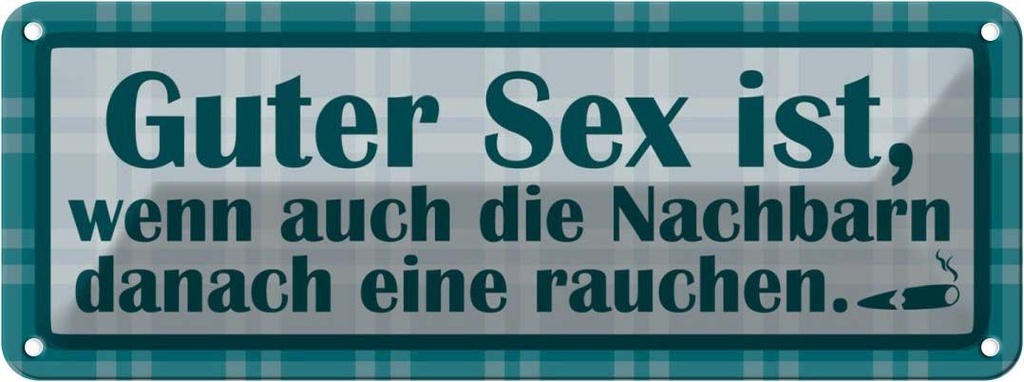 Blechschild 10x27 cm Guter Sex ist Dekoration Spruch Zitat