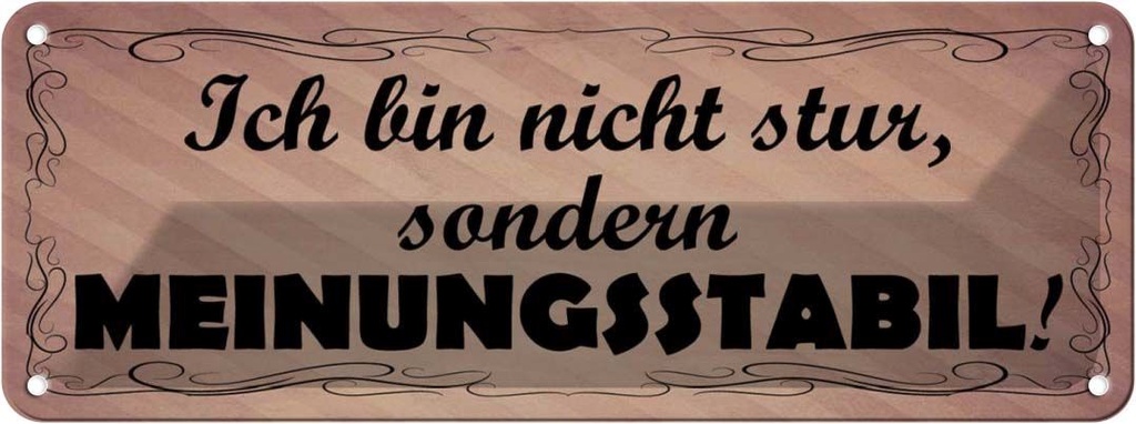 Blechschild 10x27 cm Nicht stur meinungsstabil Dekoration Spruch Zitat
