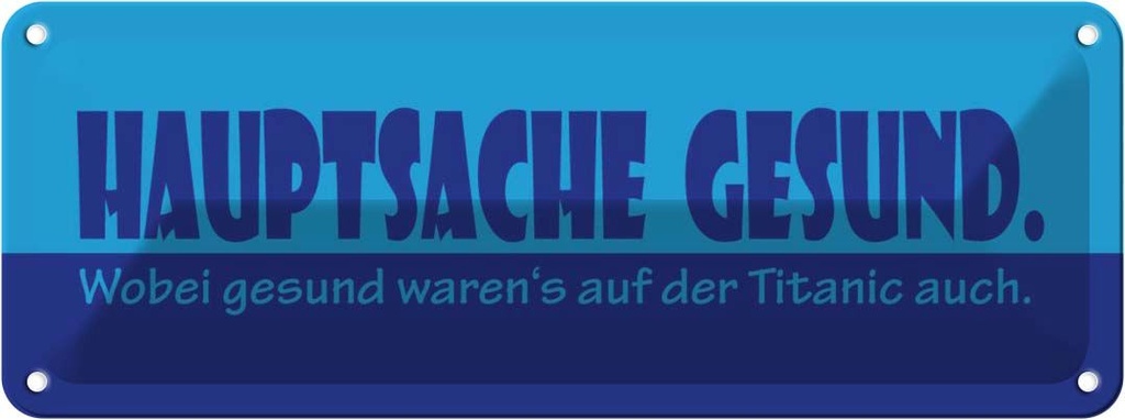 Blechschild 10x27 cm Hauptsache gesund Dekoration Spruch Zitat