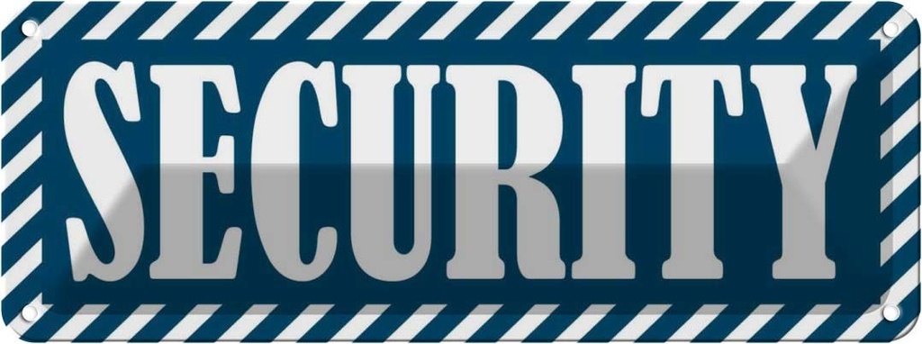 Blechschild 10x27 cm Security blaues Dekoration