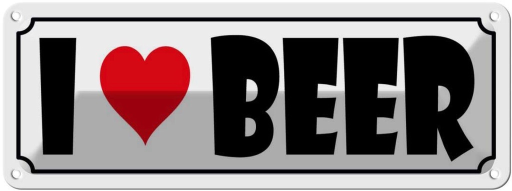 Blechschild 10x27 cm I Love Beer Essen Trinken