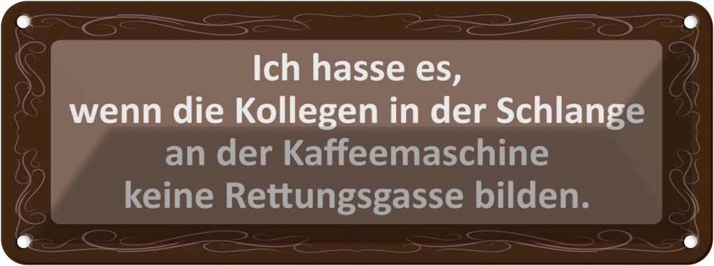 Blechschild 10x27 cm Ich hasse es wenn die Kollegen Dekoration Spruch Zitat