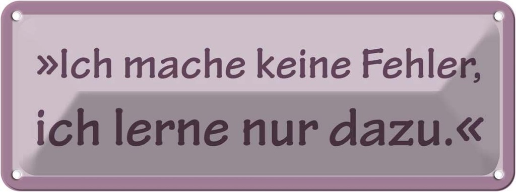 Blechschild 10x27 cm Ich mache keine Fehler Dekoration Spruch Zitat