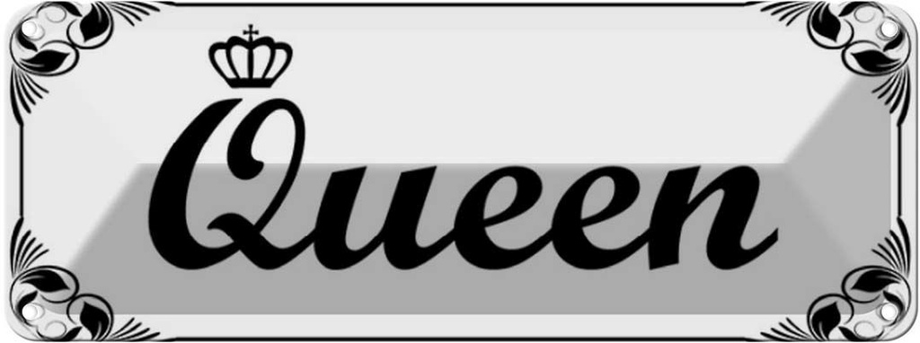 Blechschild 10x27 cm Queen mit Krone Dekoration