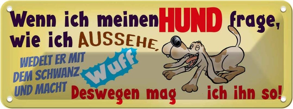 Blechschild 10x27 cm deswegen mag ich ihn Hund Tier Haustier
