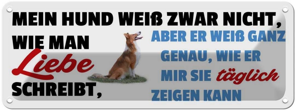 Blechschild 10x27 cm Hund zeigt täglich seine Liebe Tier Haustier