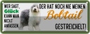 Blechschild 10x27 cm Bobtail Hund gestreichelt Tier Haustier