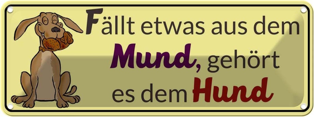 Blechschild 10x27 cm gehört es dem Hund Tier Haustier