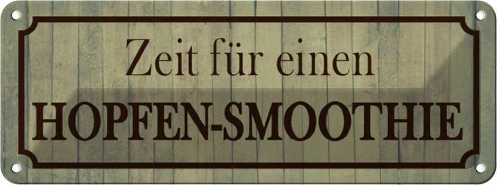 Blechschild 10x27 cm Zeit für einen Hopfen-Smoothie Essen Trinken
