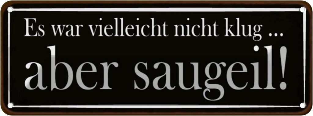 Blechschild 10x27 cm es war vielleicht nicht klug Dekoration Spruch Zitat