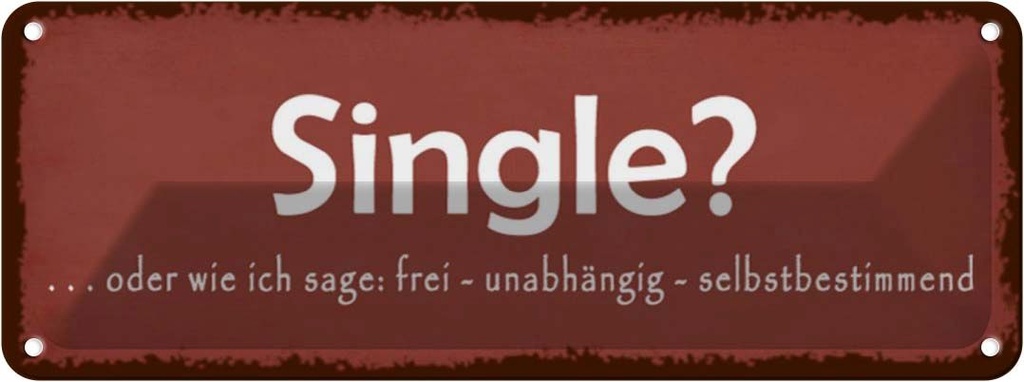 Blechschild 10x27 cm Single oder frei unabhängig Dekoration Spruch Zitat