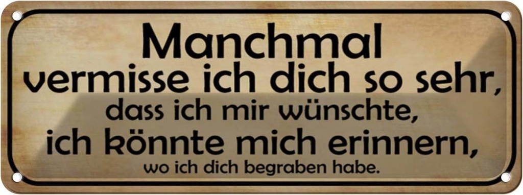 Blechschild 10x27 cm manchmal vermisse ich dich sehr Spruch Zitat