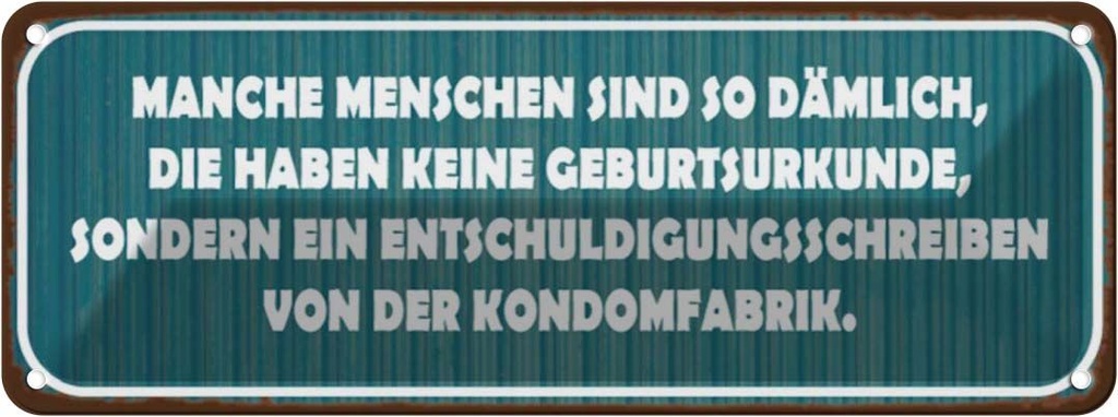 Blechschild 10x27 cm manche Menschen sind so dämlich Spruch Zitat