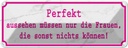 Blechschild 10x27 cm Perekt aussehen nur Frauen die Dekoration Spruch Zitat