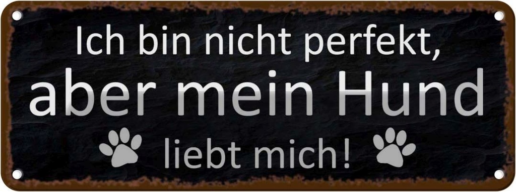Blechschild 10x27 cm aber mein Hund liebt mich Tier Haustier