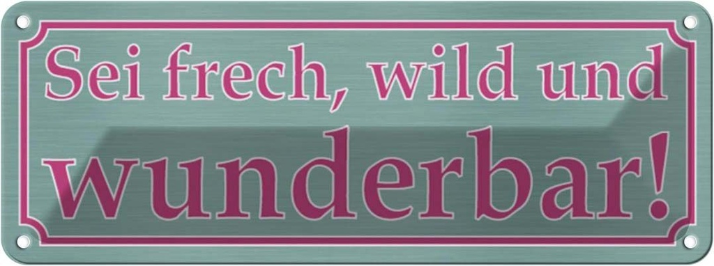 Blechschild 10x27 cm sei frech wild und wunderbar Dekoration Spruch Zitat