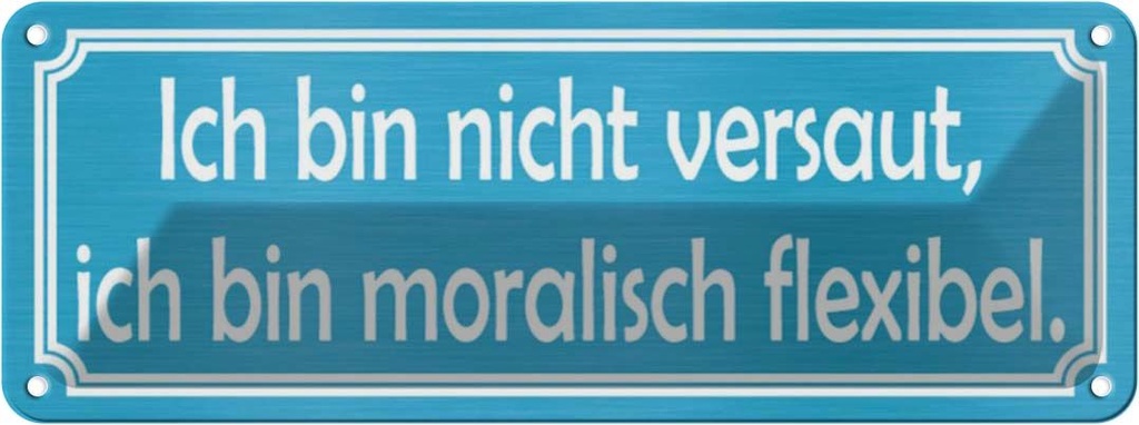 Blechschild 10x27 cm nicht versaut moralisch flexibel Spruch Zitat