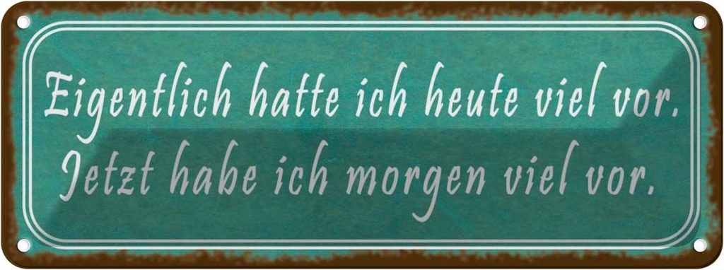 Blechschild 10x27 cm ich hatte heute viel vor Dekoration Spruch Zitat