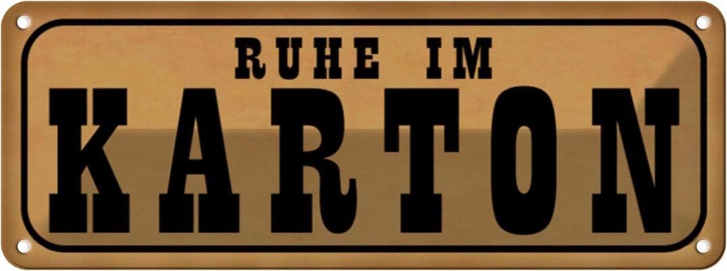 Blechschild 10x27 cm Ruhe im Karton Dekoration Spruch Zitat