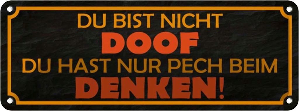 Blechschild 10x27 cm du bist nicht doof nur Pech Dekoration Spruch Zitat