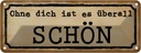 Blechschild 10x27 cm ohne dich ist es überall schön Dekoration Spruch Zitat