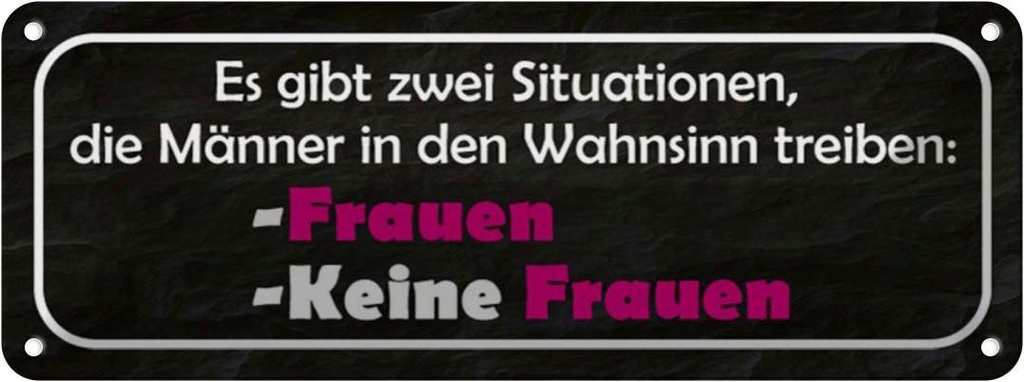 Blechschild 10x27 cm Männer Wahnsinn Frauen keine Spruch Zitat