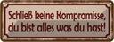 Blechschild 10x27 cm schließ keine Kompromisse Spruch Zitat