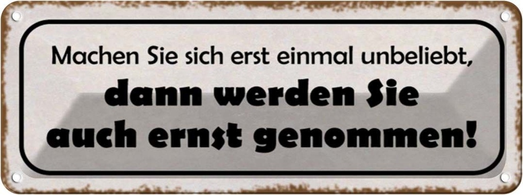 Blechschild 10x27 cm machen Sie sich erst unbeliebt Dekoration Spruch Zitat