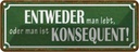 Blechschild 10x27 cm entweder man lebt oder Dekoration Spruch Zitat