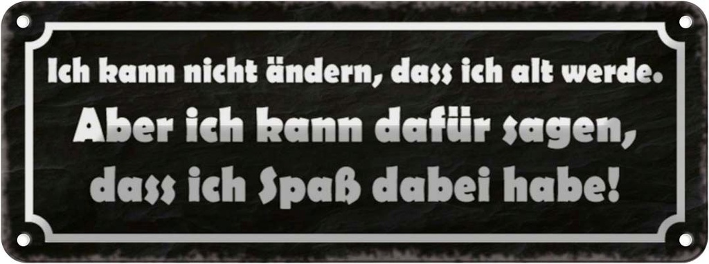 Blechschild 10x27 cm ich kann nicht ändern alt werde Spruch Zitat