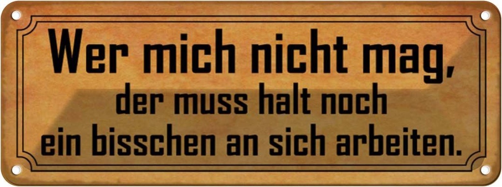 Blechschild 10x27 cm wer mich nicht mag muss an sich Spruch Zitat