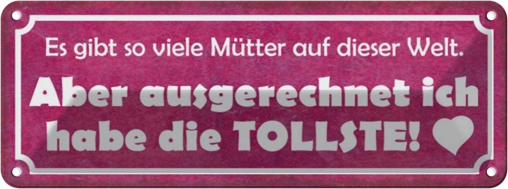 Blechschild 10x27 cm ich habe die tollste Mutter Herz Spruch Zitat