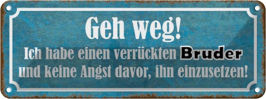 Blechschild 10x27 cm ich habe einen verrückten Bruder Spruch Zitat