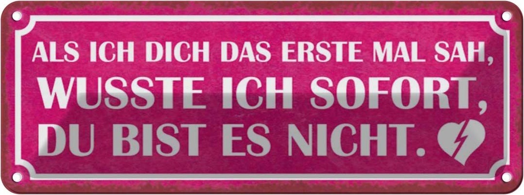 Blechschild 10x27 cm als ich dich das erste Mal sah Spruch Zitat