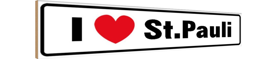 Holzschild 10x46 cm i love St. Paulli Herz Dekoration
