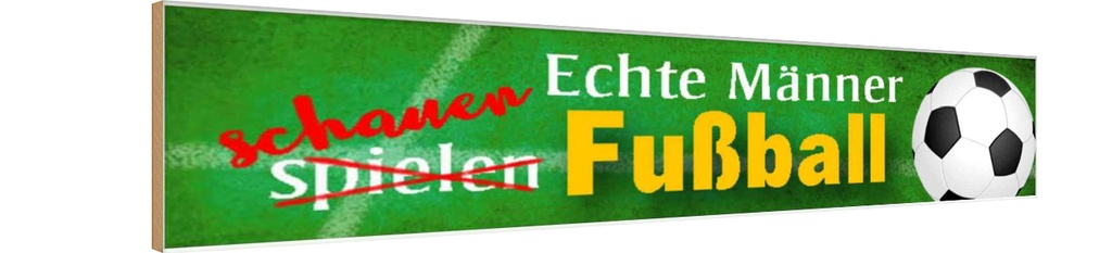 Holzschild 10x46 cm echte Männer schauen Fußball Frauen