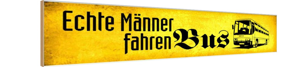 Holzschild 10x46 cm echte Männer fahren Bus Frauen