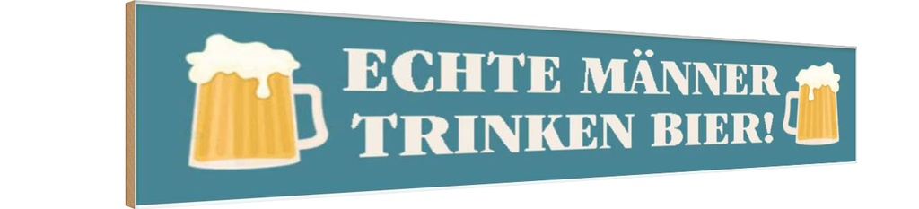 Holzschild 10x46 cm Echte Männer trinken Bier Spruch Zitat