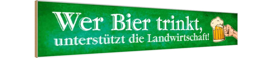 Holzschild 10x46 cm wer Bier trinkt unterstützt die Spruch Zitat