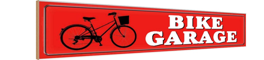 Holzschild 10x46 cm Bike Garage Fahrrad Sport Hobby