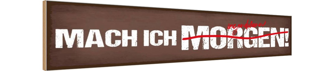 Holzschild 10x46 cm Mach ich irgenwann morgen Dekoration