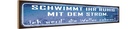 Holzschild 10x46 cm schwimmt ruhig mit dem Strom Spruch Zitat