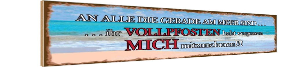 Holzschild 10x46 cm an alle die gerade am Meer sind