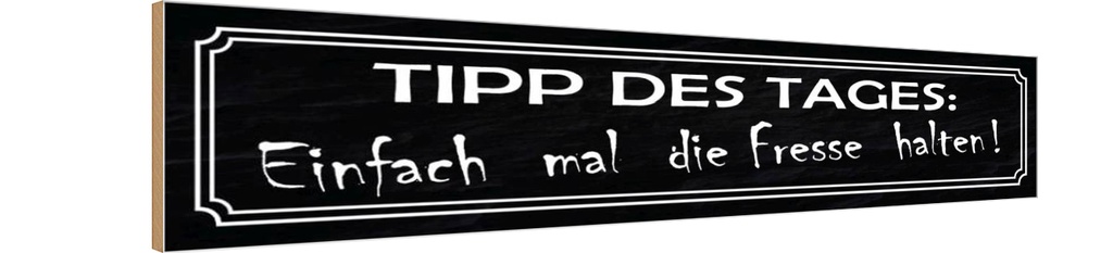 Holzschild 10x46 cm Tipp des Tages die Fresse halten Spruch Zitat